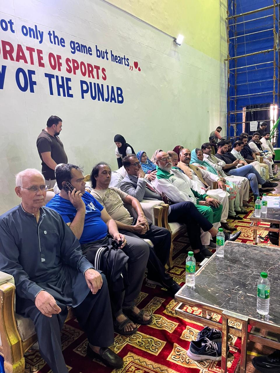 Youth athletes gathered on competition floor